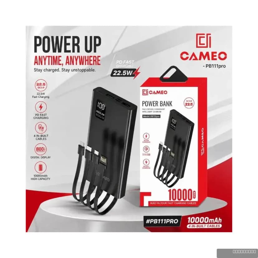 PB111PRO 10000mAh (PD Fast Charging 22.5W) 4-In-Built Cable