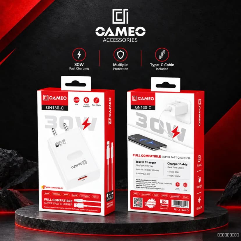QN130-C 30W Charger +Type-C Cable