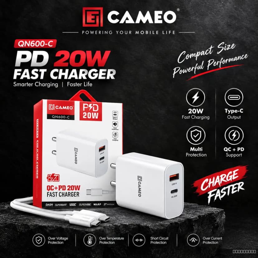 QN600-C 20W PD+QC Charger + Type-C Cable