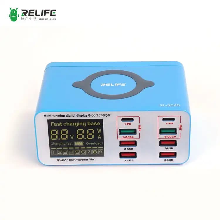 RELIFE RL-304S Multifunctional digital display 8 port charger