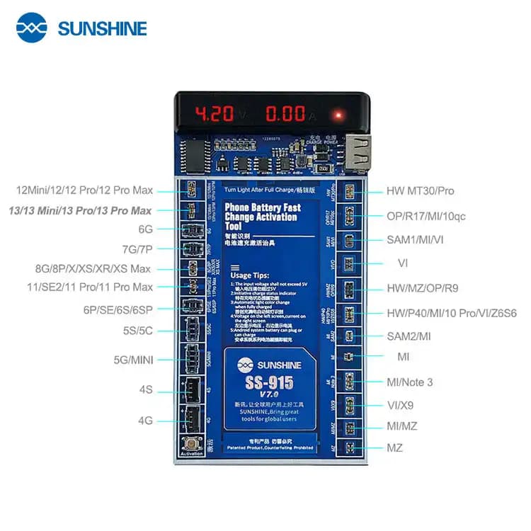 SUNSHINE SS-915 IPHONE Android Charging Activation Fixture