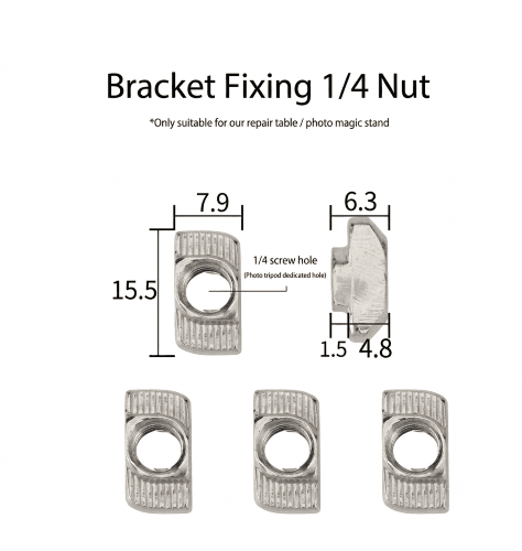Bracket Fixing 1/4 Nut – For Repair Table & Photo Stand Mounts (5 Pcs)