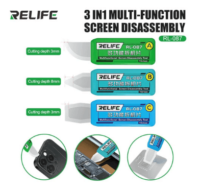 RELIFE RL-087 3 in 1 Multifunctional Screen Disassembly Blade Tool Set