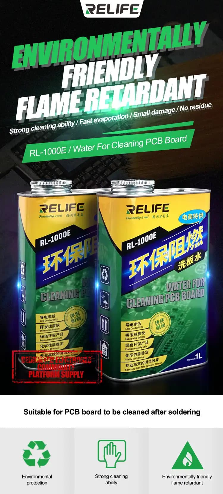 RELIFE RL-1000E Flame-Retardant Panel Wash Water