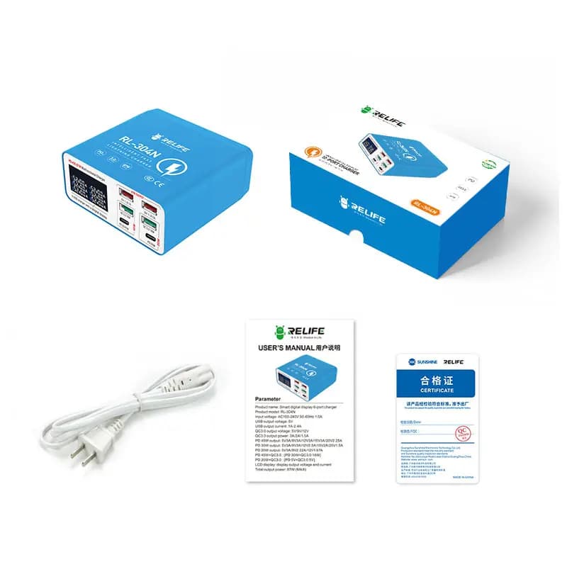 RELIFE RL-304N Intelligent digital display 6-port charger/wide voltage