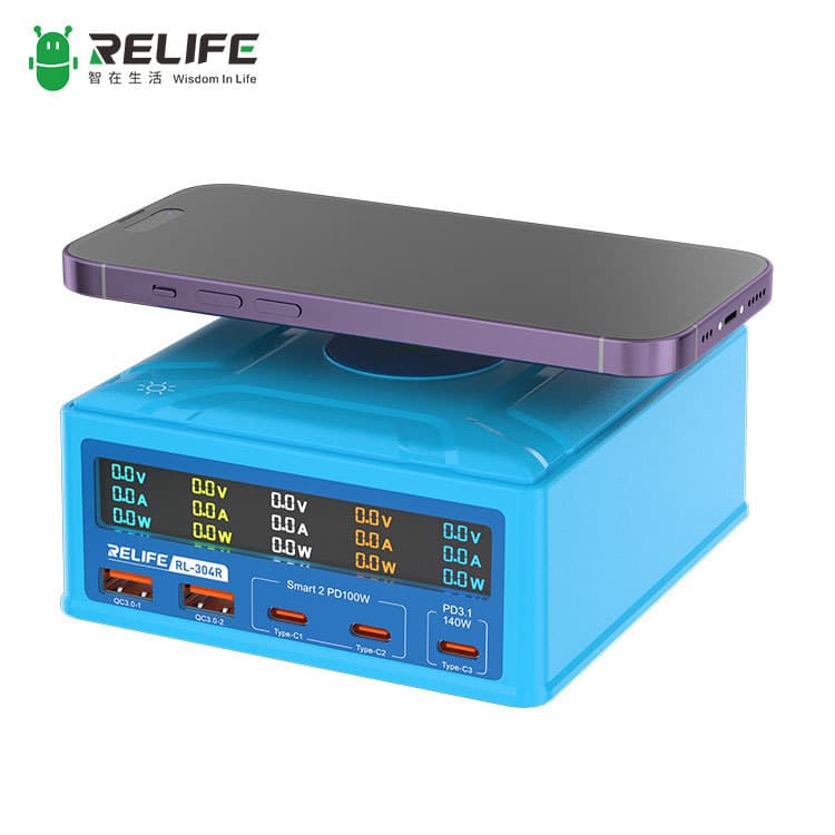 RELIFE RL-304R USB Digital Display Lightning For IPhone Android Flat 260W Gallium Nitride Flash Charging
