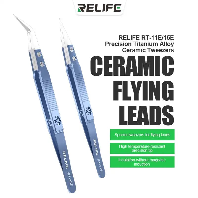 RELIFE RT-11E Precision Titanium Ceramic Straight Tweezers