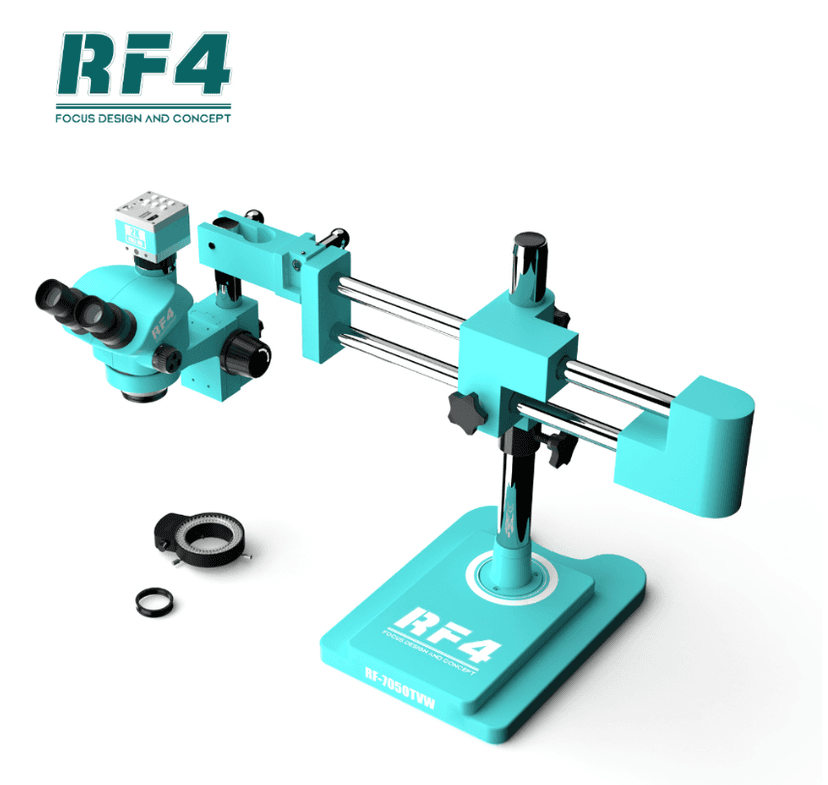RF4 RF6565TVW MICROSCOPE WITH FLEXIBLE DUAL BOOM ARM STAND