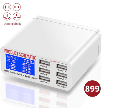 WLX-899 MULTIPORT 6 PORT CHARGER (NO FAST CHARGE PORT)