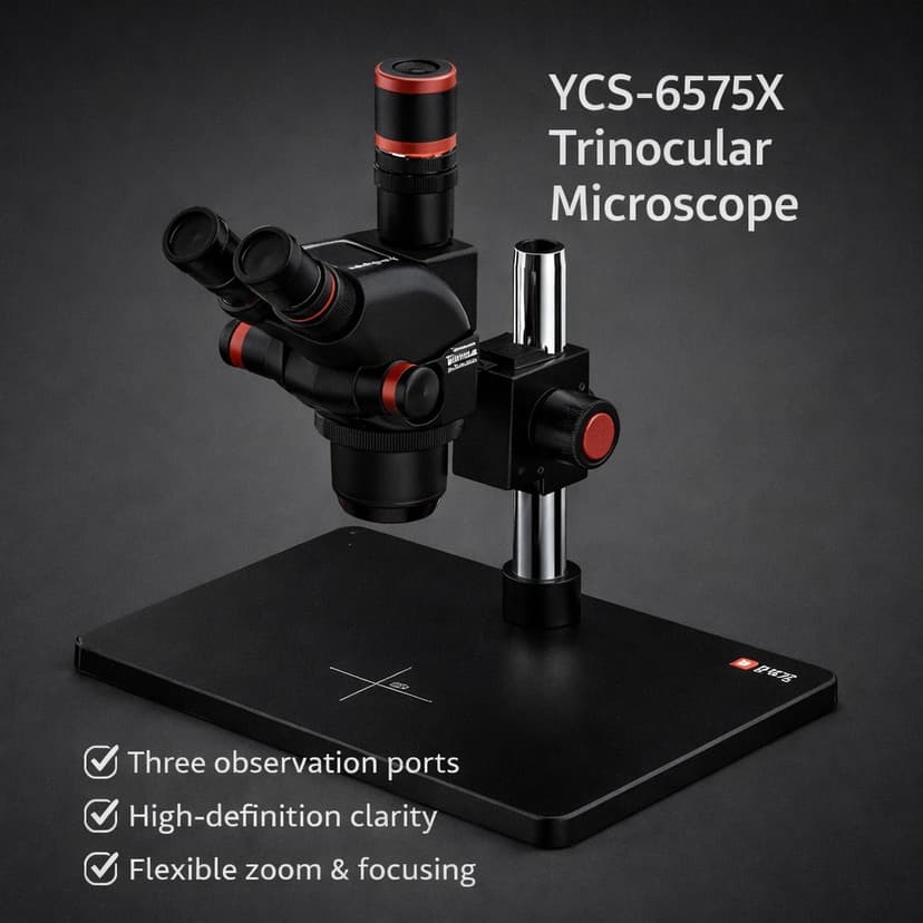 YCS 6575X Ultra HD Trinocular Microscope with Large Base