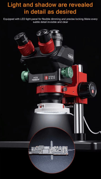 YCS 7060X 7X-60X Trinocular Stereo Microscope