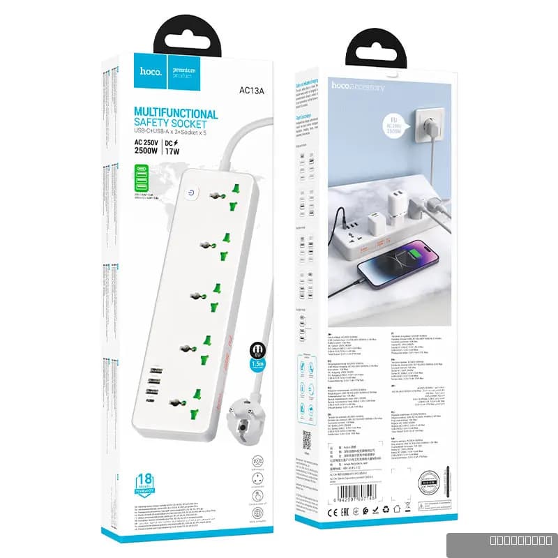HOCO AC13A Talento 5-position socket(1C3A)(EU)