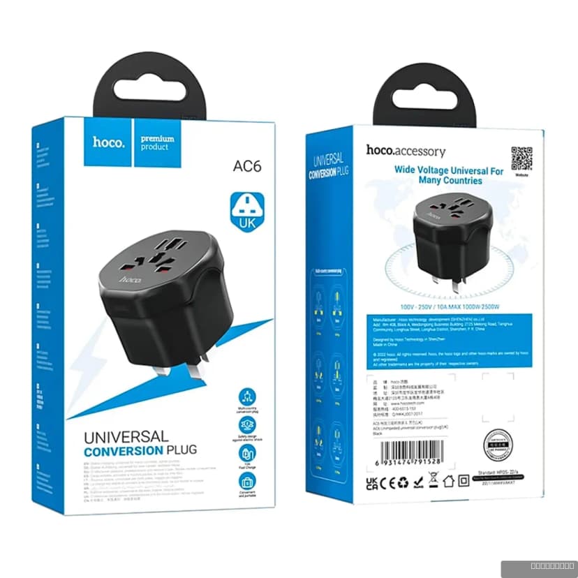 HOCO AC6 Unimpeded universal conversion plug(EU)