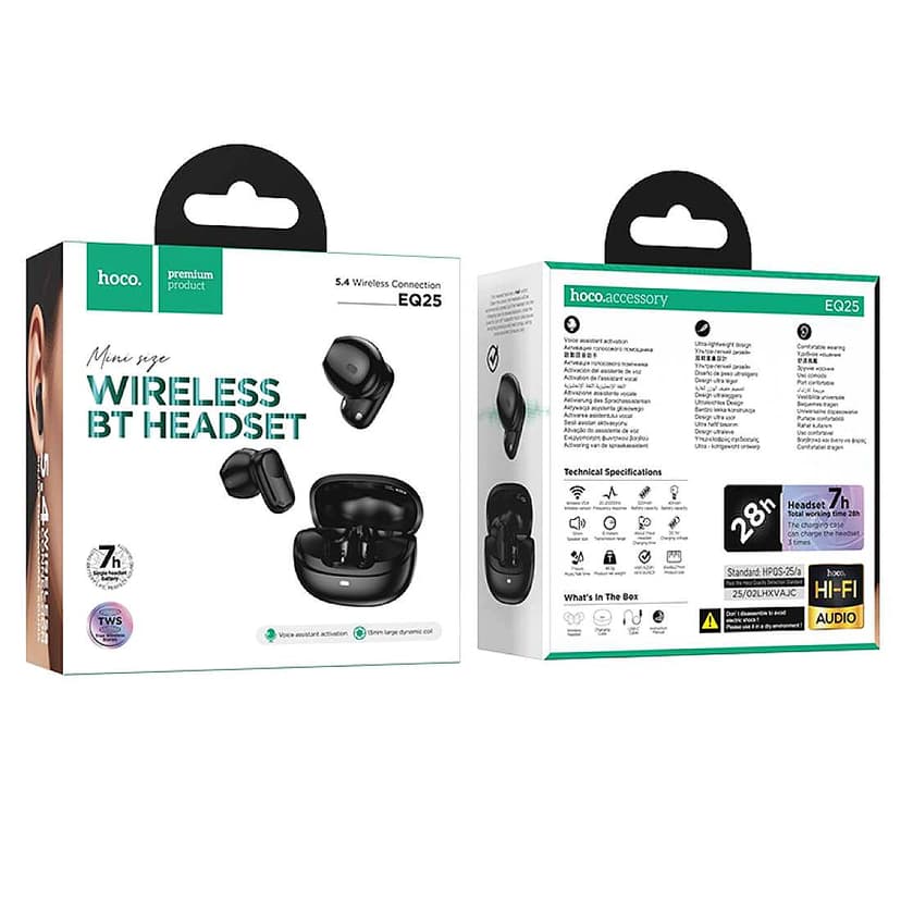 HOCO. EQ25 WIRELESS HEADPHONES WITH CHARGING CASE (BT V5.4) - MIDNIGHT BLACK