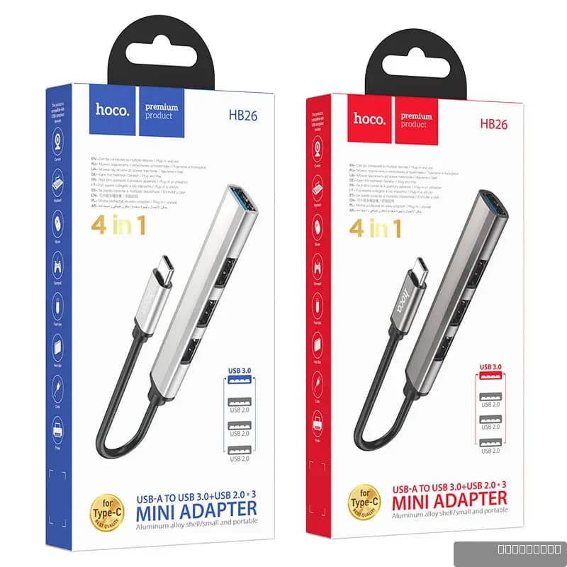 HOCO HB26 4 in 1 adapter(USB to USB3.0+USB2.0*3)