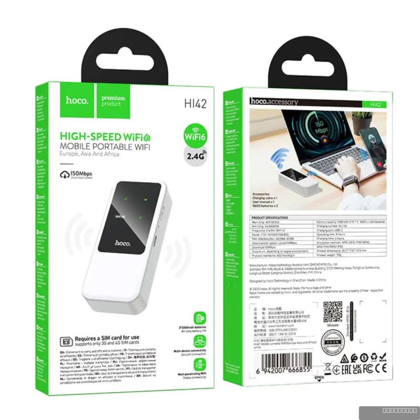 HOCO HI42 Mobile portable WiFi(Europe Asia and Africa)