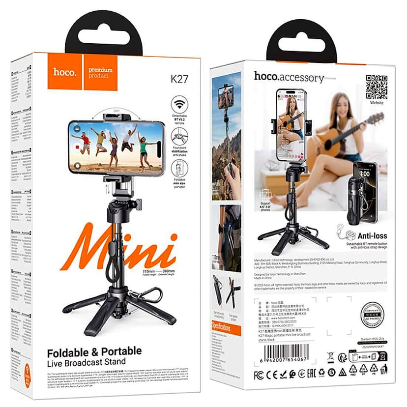 HOCO K27 ALUMINUM ALLOY WIRELESS TRIPOD / SELFIE STICK