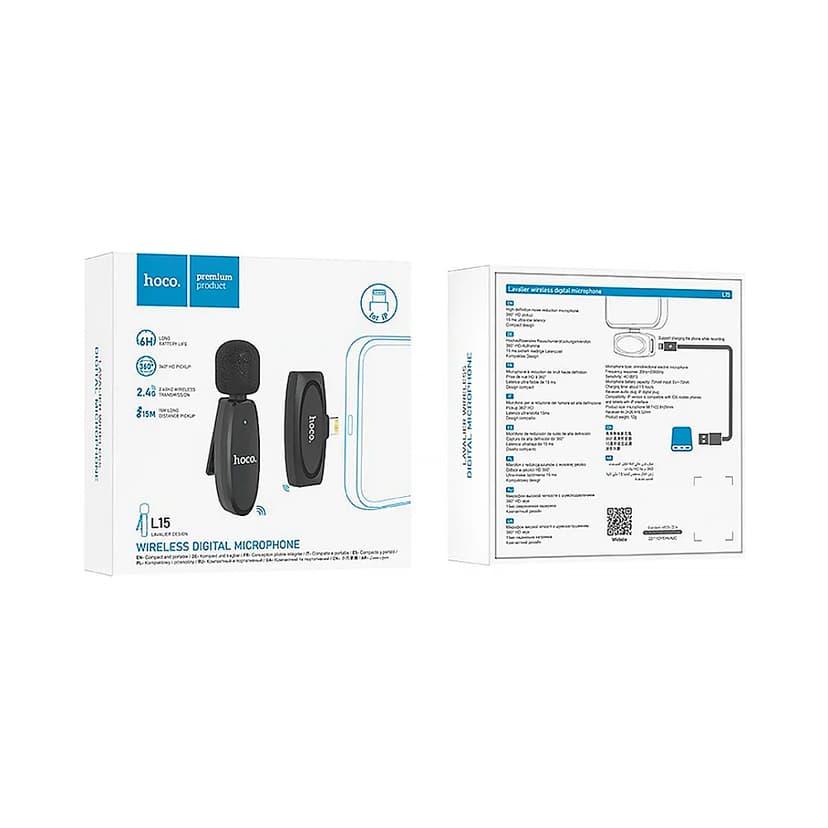 Hoco L15 iP Crystal Lavalier Wireless Digital Microphone