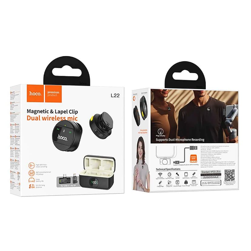 Hoco : L22 Bright Wireless Microphone with Type-C - Lightning Housing
