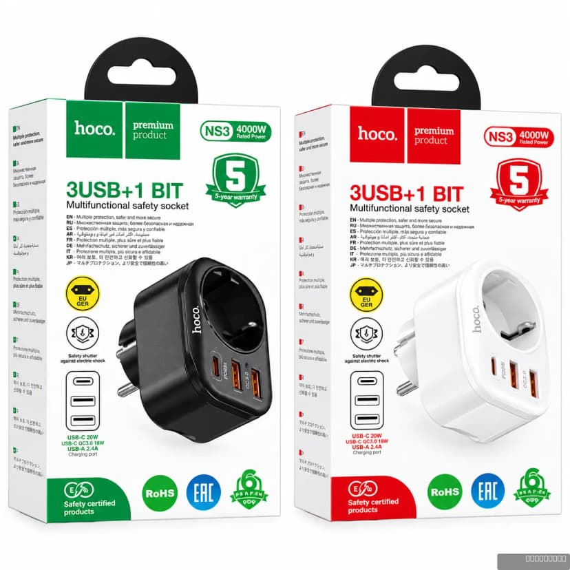 HOCO NS3 Multifunctional socket(including 1C2A PD20W fast charge)(EU/GER)