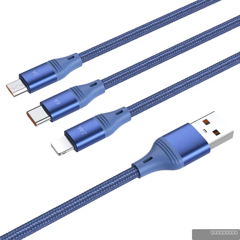HOCO U104 3-in-1 Ultra 6A fast charging data cable(for iP+Micro+Type-C)
