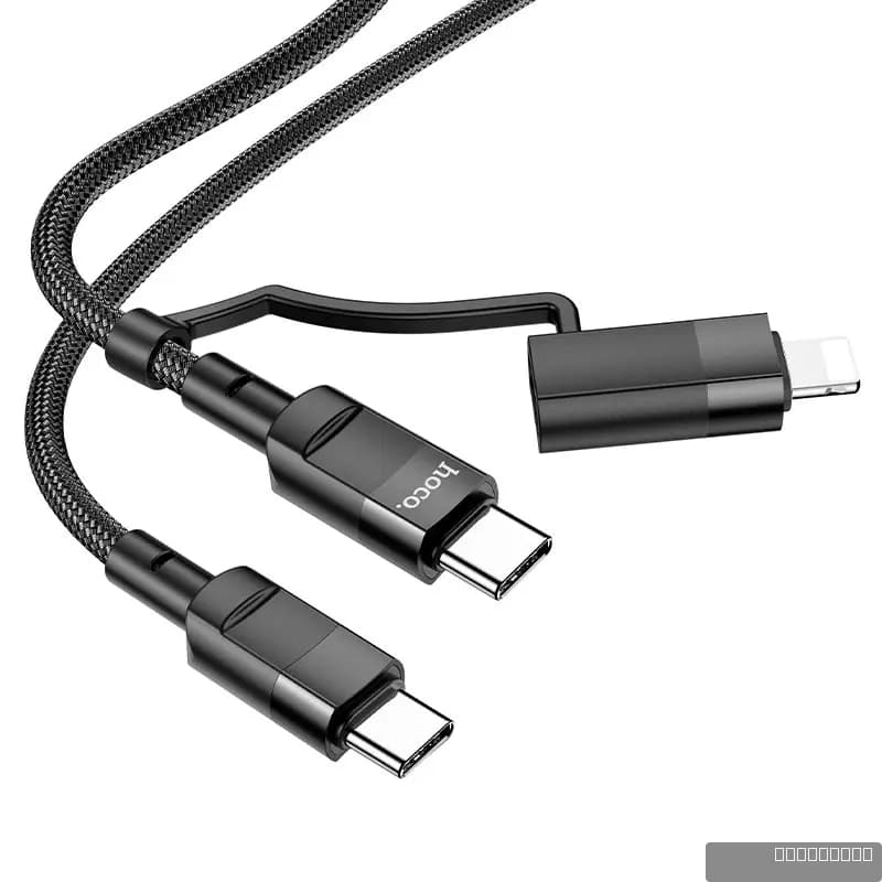 HOCO U106 2-in-1 20W PD/100W Moulder fast charging data cable for Type-C to Type-C/iP