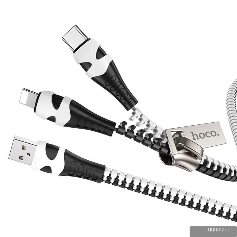 HOCO U97 2-in-1 Zipper charging cable(iP+Type-C)