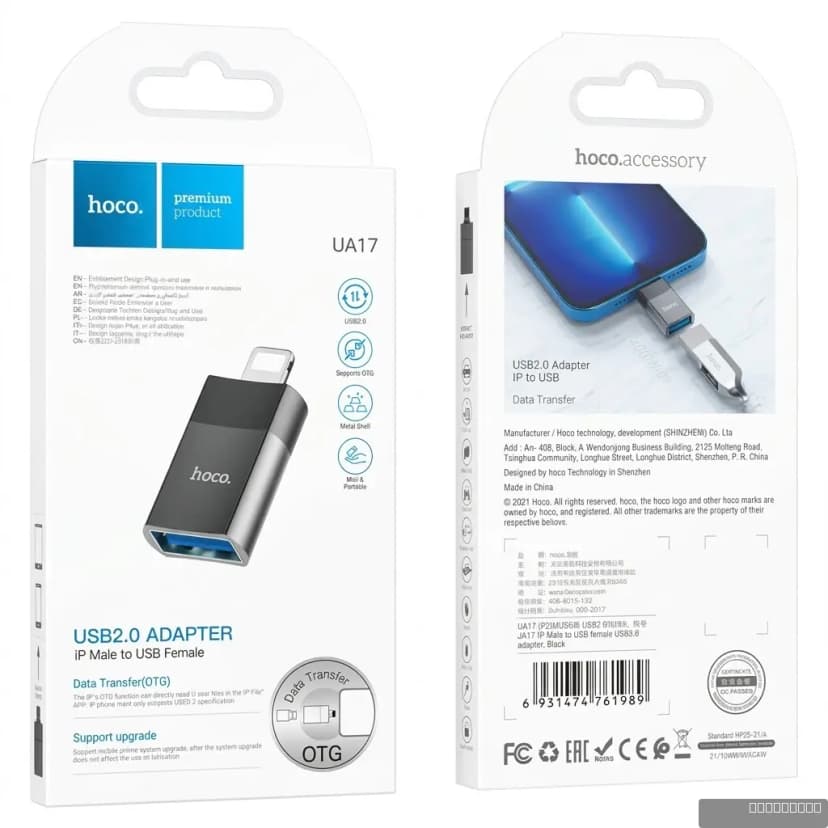 HOCO UA17 iP Male to USB female USB2.0 adapter