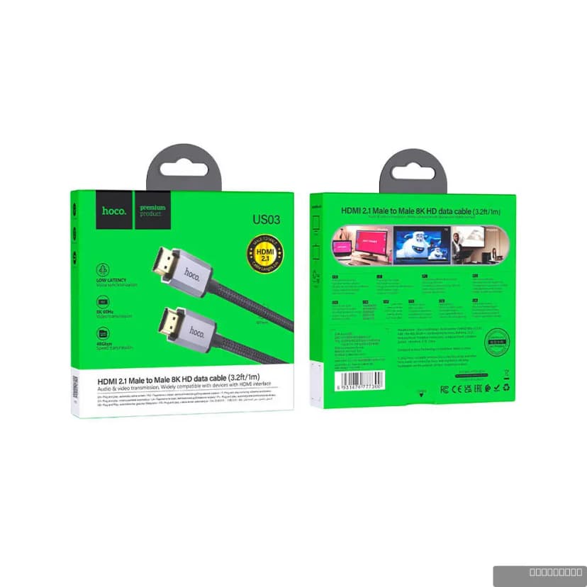 HOCO US03 HDMI 2.1 Male to Male 8K ultra HD data cable(L=1M)