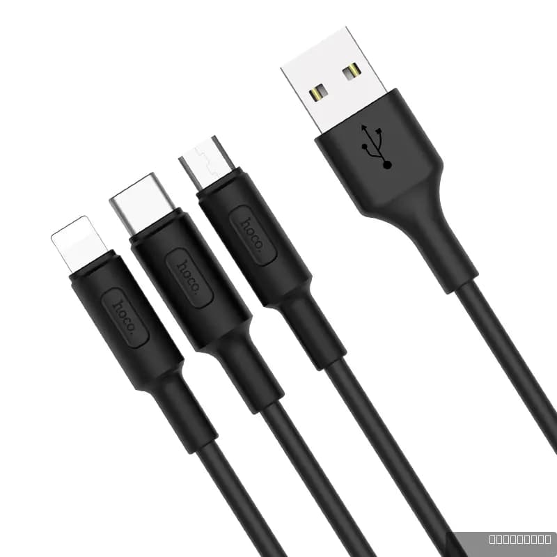 HOCO X25 Soarer one pull three charging cable iP+Micro+Type-C