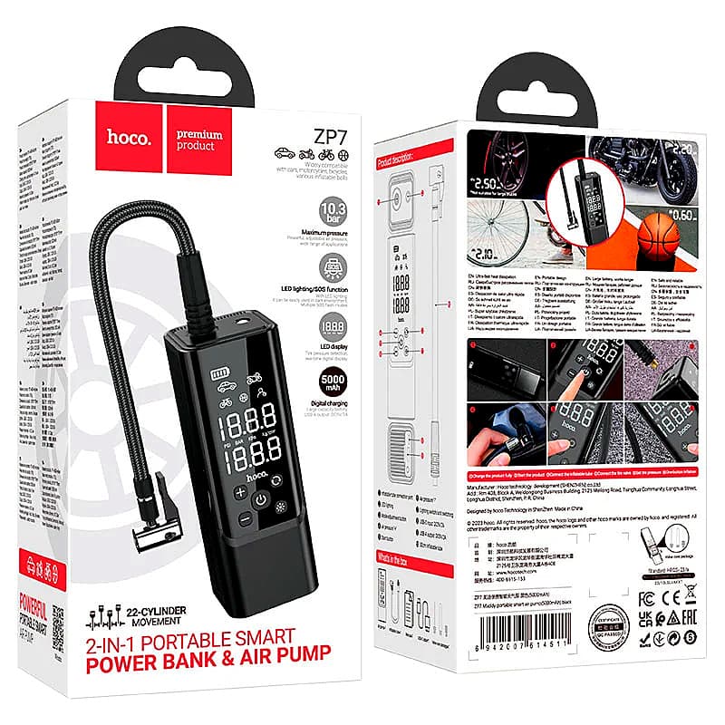 Hoco ZP7 Maddy portable smart air pump(5000mAh)