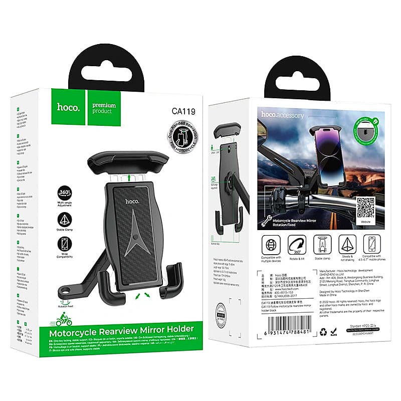 Motorcycle holder “CA119 Follow” for rearview mirror
