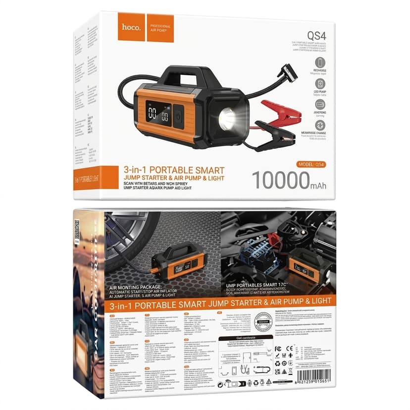 QS4 Intelligent air pump with emergency start-up power bank(10000mAh)