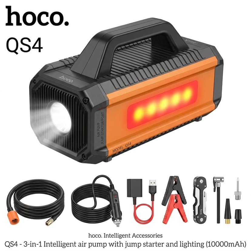 QS4 Intelligent air pump with emergency start-up power bank(10000mAh)