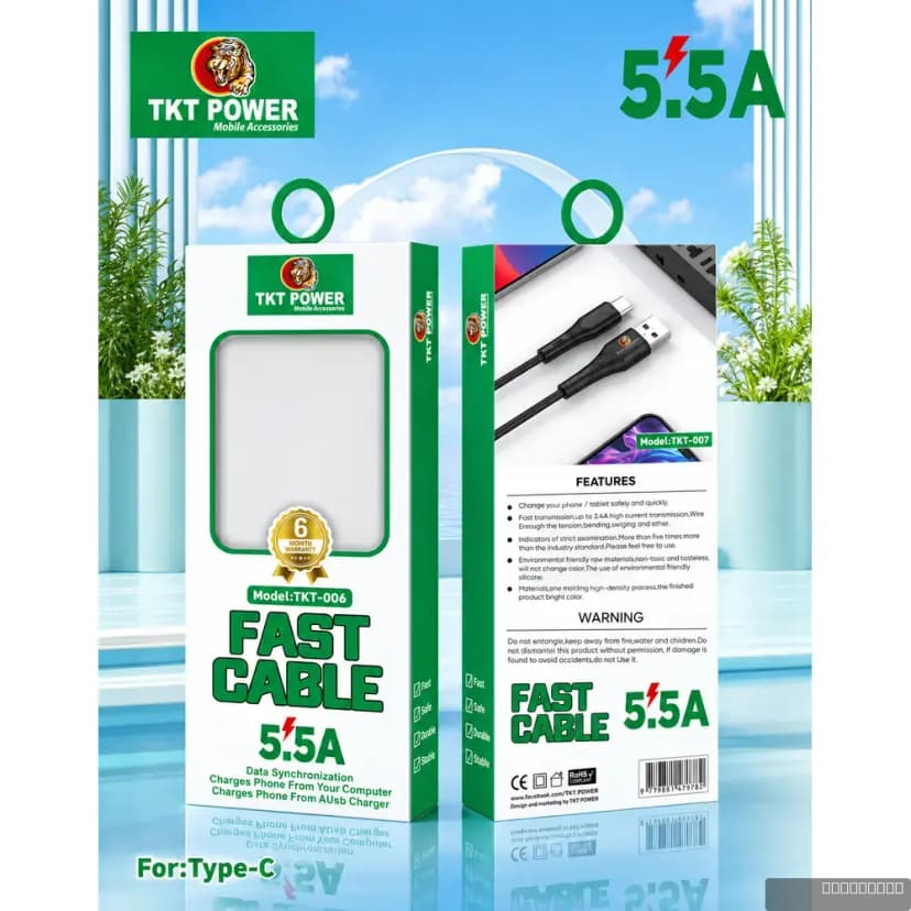 TKT-007 USB-Type C 5.5A Black Cable