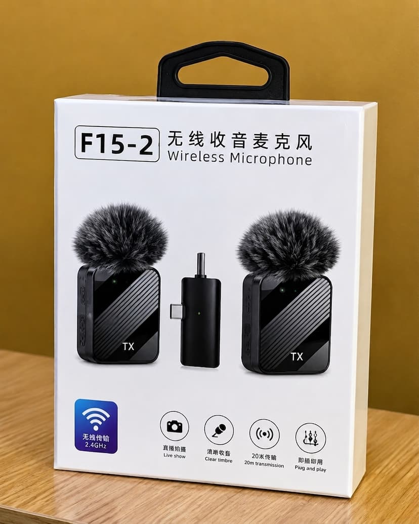F15-2 Dual Wireless Microphone with Receiver – Noise Reduction Mic