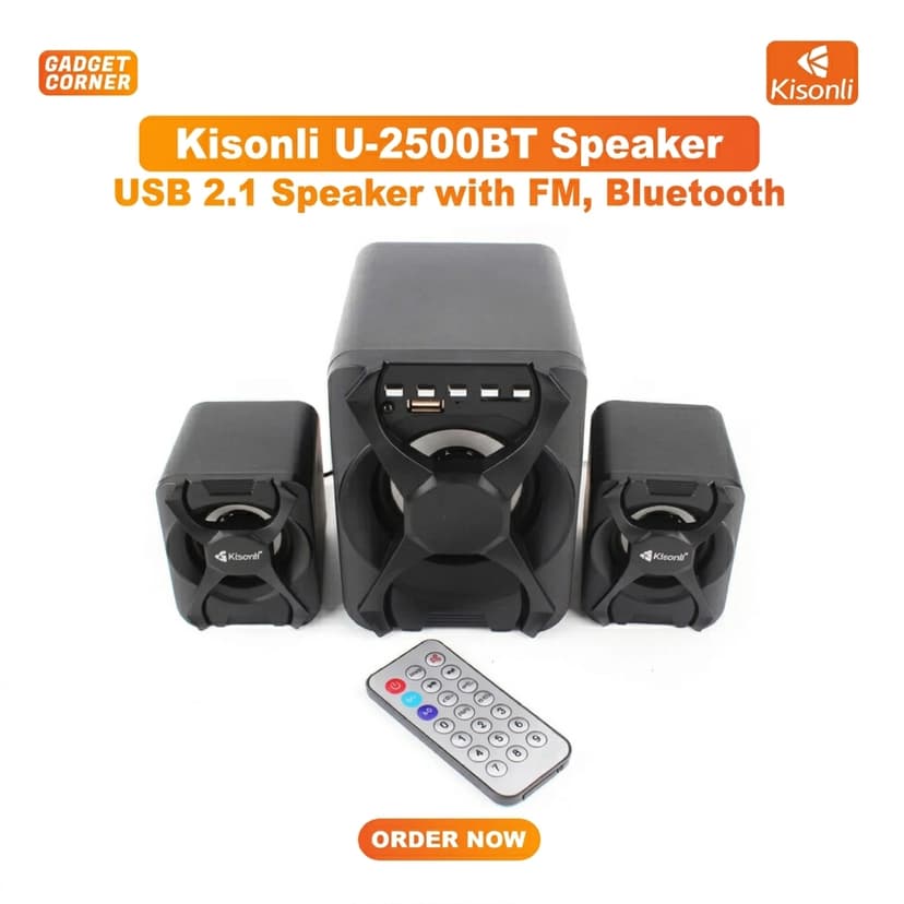 Kisonli U-2500BT USB 2.1 Bluetooth Speaker with Remote Control