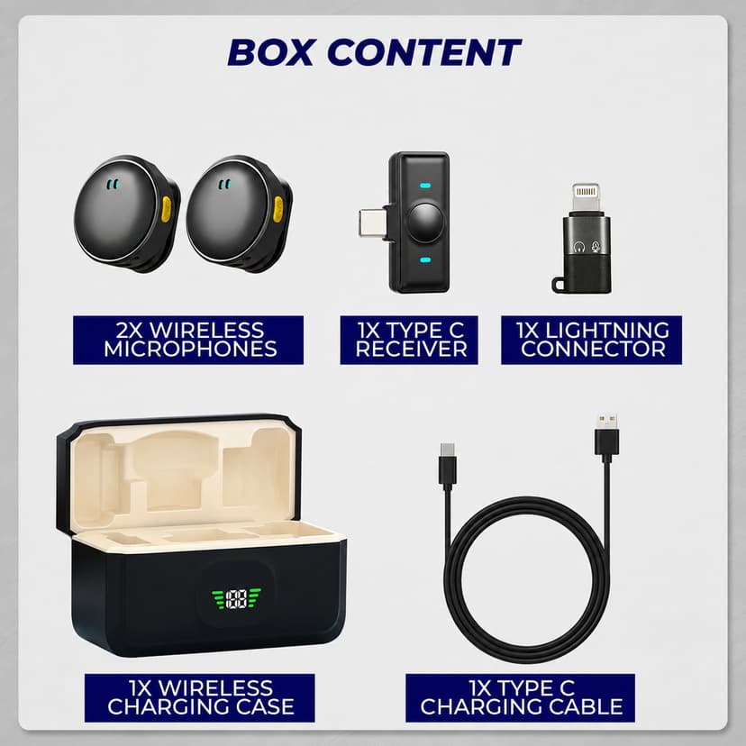 M19 Pro 4-in-1 Wireless Lavalier Microphone - Professional Clip - On Mic