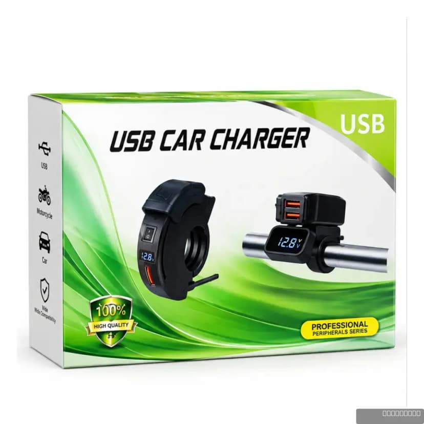 Motorcycle & Vehicle Handlebar USB Charger with Voltmeter