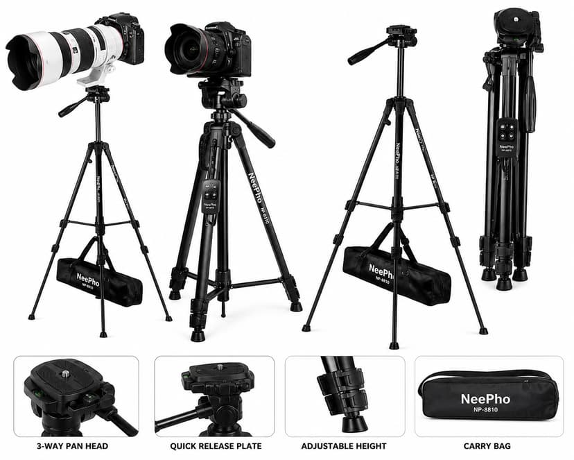 Neepho Np-8810 Camera Tripod High Grade Aluminum Frame With Remote