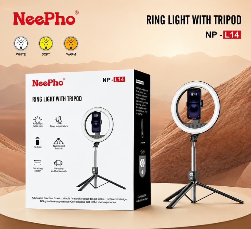 NEEPHO NP- L14 Ring Light With Tripod