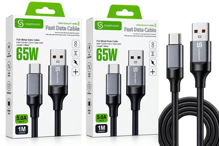 Power king fast data cable 65w 5A 1M