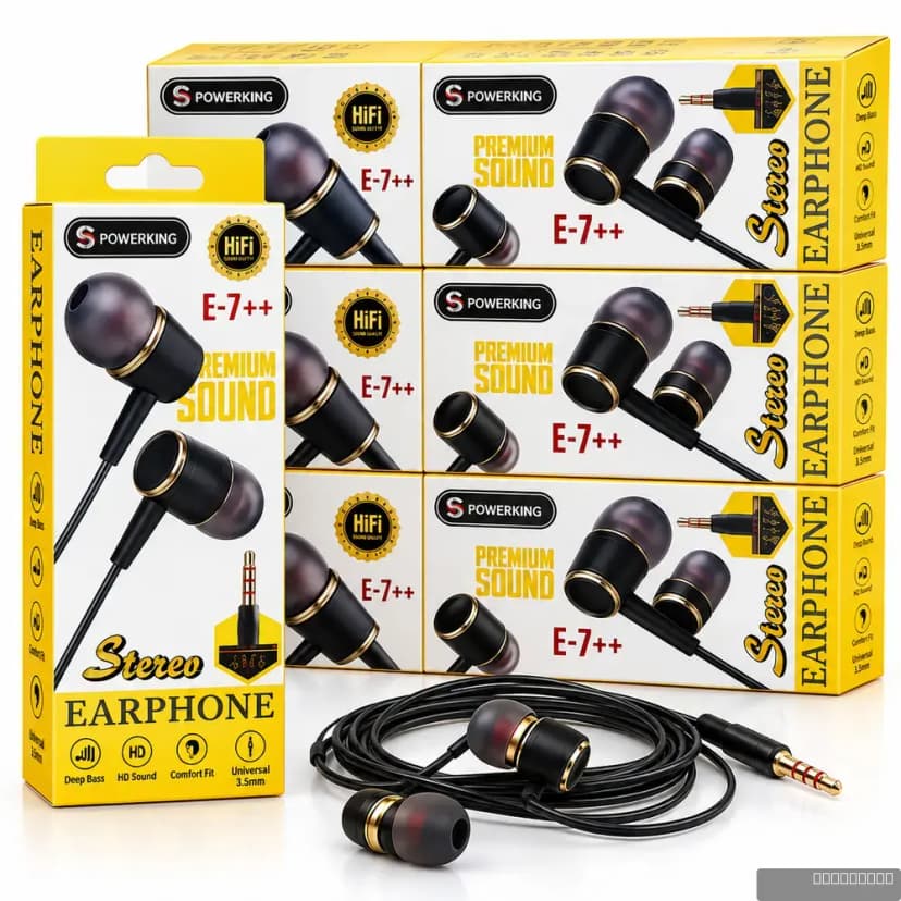 Powerking E-7++ Stereo Premium Sound Earphones
