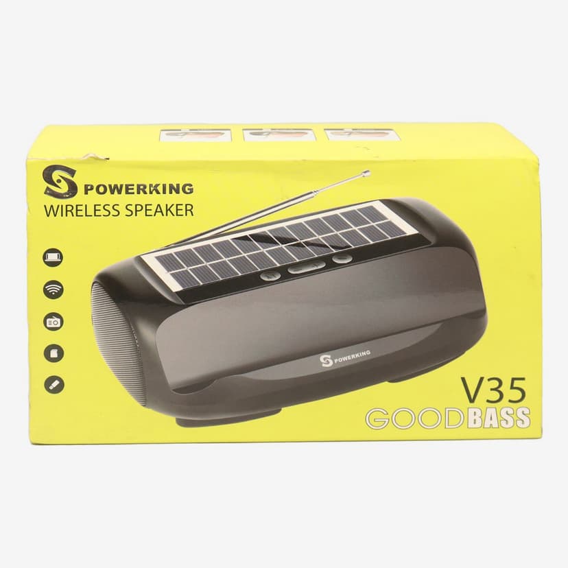 Powerking Wireless& Charging Bluetooh Speaker with Solar Auto Charge & Good Bass V35